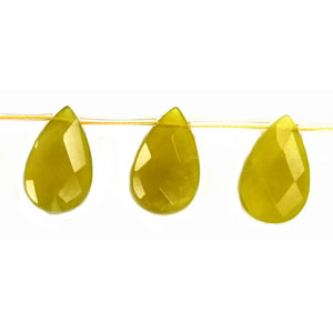 OLIVE QUARTZ FACETED PEAR SD 16X25MM